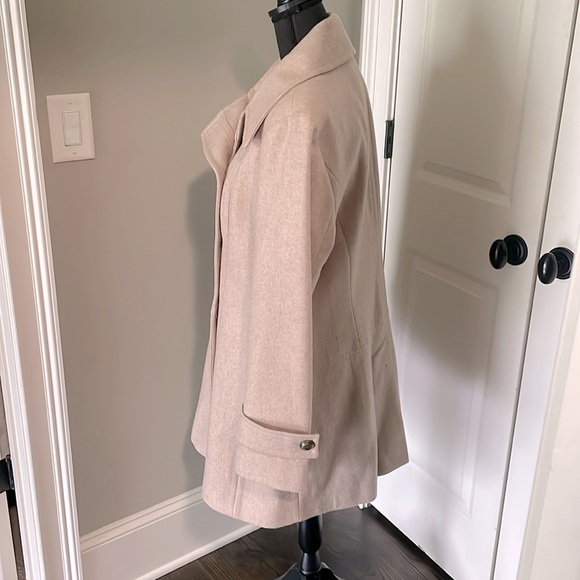 Unworn Brown/Gray Tan Anne Klein Wool Car Coat Approx Size Medium M - Picture 2 of 11